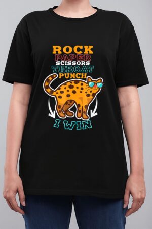 Rock Paper Scissors Hroat Punch I Win Cat Hand Game Player Women T-Shirt