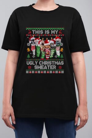 Santa Cats Pajama This is My Ugly Christmas Kittens Sweater Women T-Shirt