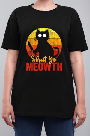 Shut Your Meowth Gory Halloween Cat With Knife Murderous Women T-Shirt