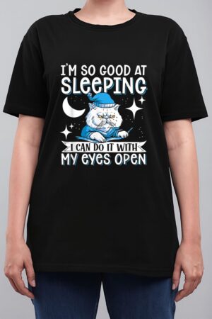 Sleeping Cat With Open Eyes Cat Lover Women T-Shirt