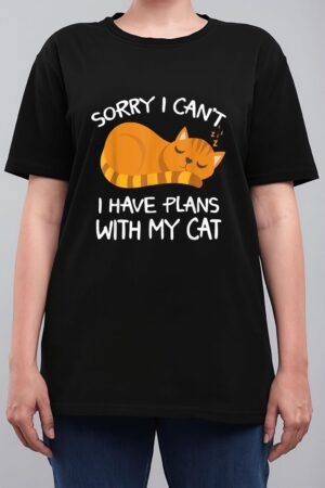 Sorry I Can't I Have Plans With My Cat Funny Cat Lovers Women T-Shirt
