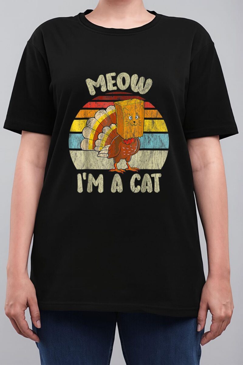 Thanksgiving Funny Turkey Fake Cat Meow Kitty Cats Lover_1 Women T-Shirt