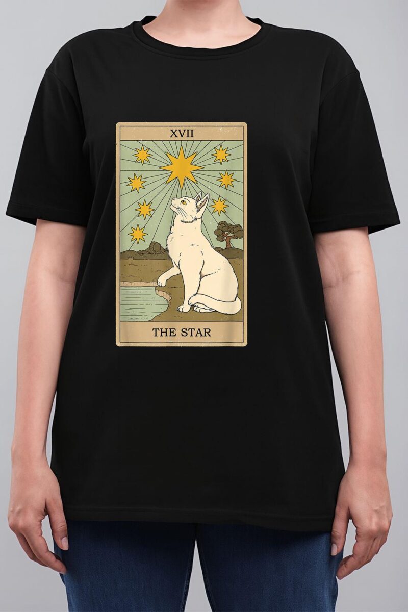 The Star Tarot Card Mermaid Gothic Cat Women T-Shirt