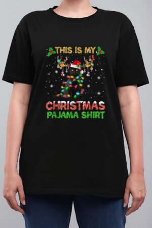 This Is My Christmas Pajama Shirt Black Cat Lover Christmas Women T-Shirt