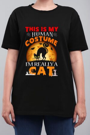 This Is My Human Costume I'm Really A Cat Pumkin Halloween Women T-Shirt