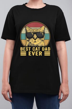 Vintage Best Cat Dad Ever Bump Fit Women T-Shirt