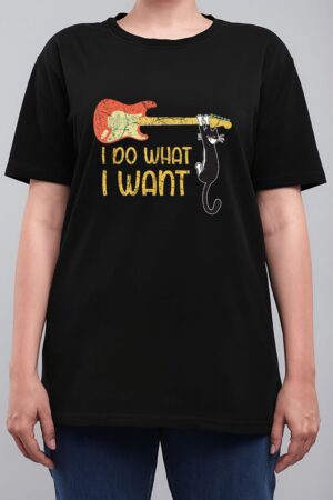Vintage Guitar and Cat Lover Men Women I do what i want Cat Women T-Shirt