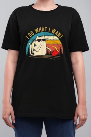 Vintage Retro I do what I want cat, Funny Meowy Cat Lover Women T-Shirt