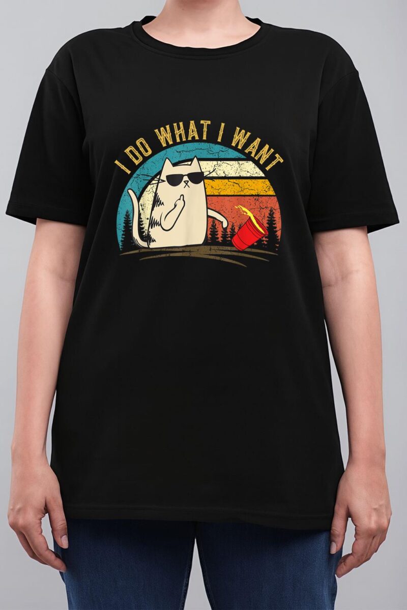 Vintage Retro I do what I want cat, Funny Meowy Cat Lover Women T-Shirt