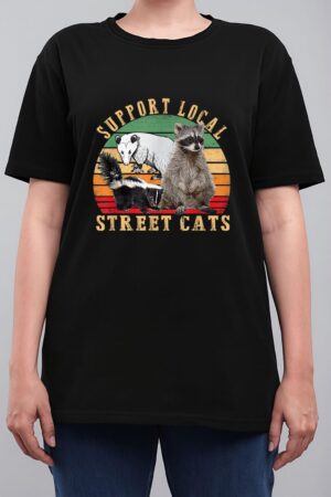 Vintage Support Local Street Cats! Raccoon, Skunk Women T-Shirt