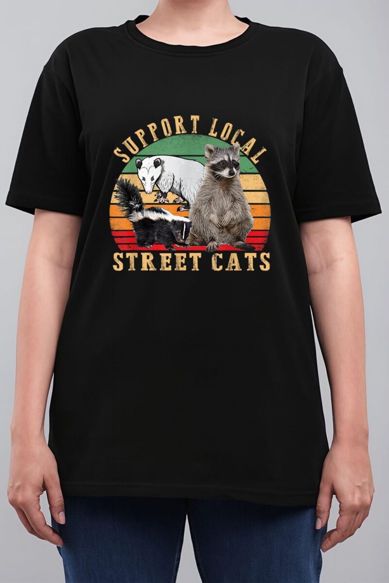 Vintage Support Local Street Cats! Raccoon, Skunk Women T-Shirt