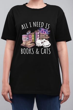 Women All I Need Is Books And Cats Cat Lover Kitten Reading Women T-Shirt