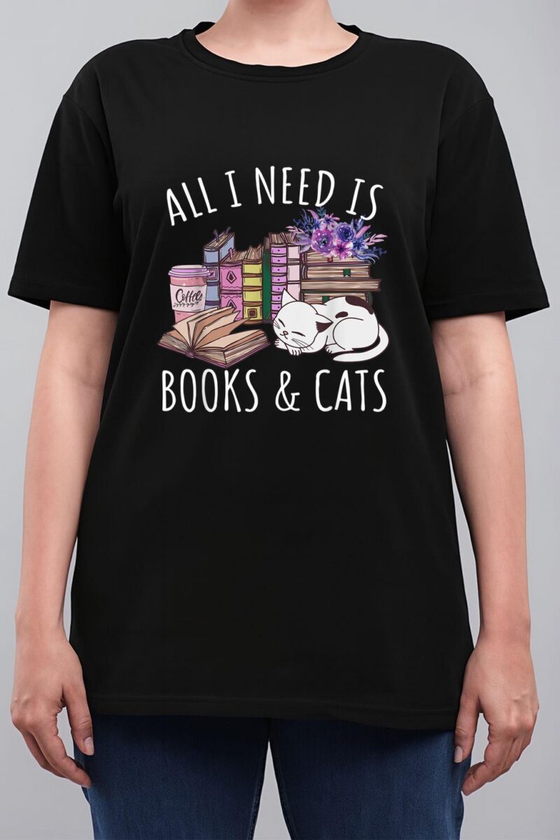 Women All I Need Is Books And Cats Cat Lover Kitten Reading Women T-Shirt