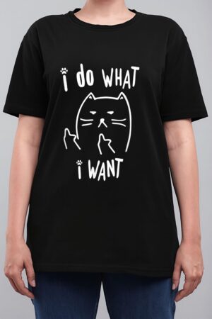 funny black cat I do what I want with my cat meow funny gift Women T-Shirt