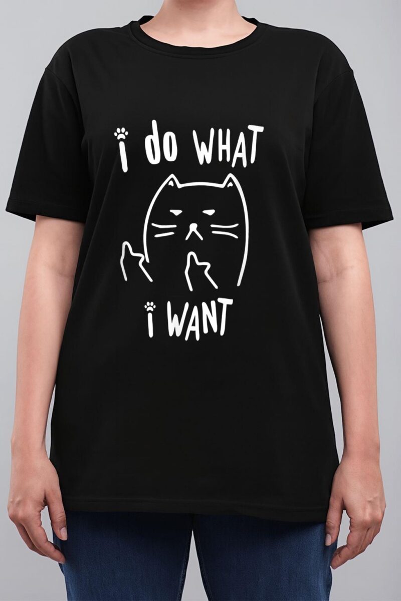 funny black cat I do what I want with my cat meow funny gift Women T-Shirt