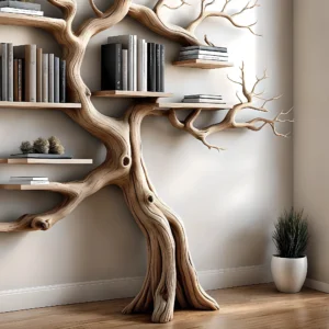 Handmade Wooden Floating Bookshelf – Natural Wood Baby Room Decor, Durable Wall Shelf