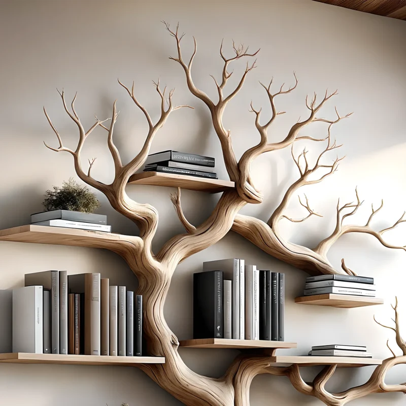 Handmade Wooden Floating Bookshelf – Natural Wood Baby Room Decor, Durable Wall Shelf - Image 2