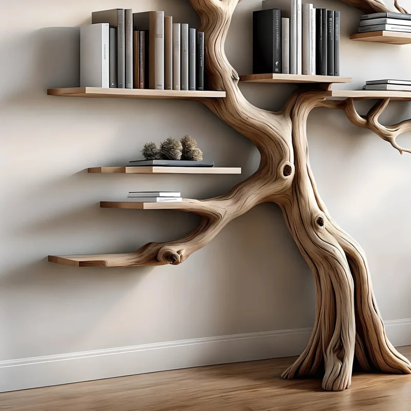 Handmade Wooden Floating Bookshelf – Natural Wood Baby Room Decor, Durable Wall Shelf - Image 3