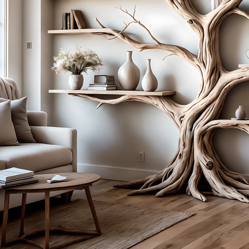 Ancient Tree Bookshelf – Solid Wood Floating Shelf for Unique Rustic Home Decor - Image 3