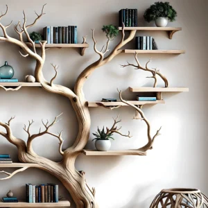 Tree-Shaped Bookshelf – Decorative Wooden Book Tree for Living Room & Kids Room