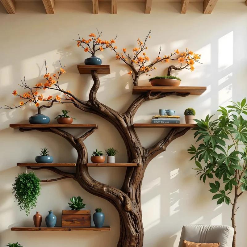 Book Tree Shelf – Solid Wood Decorative Bookshelf, Unique Gift for Relatives - Image 2