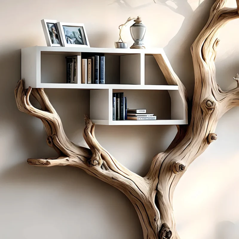 Tree-Shaped Bookcase – Wooden Wall Mounted Bookshelf for Home & Office Decor - Image 2