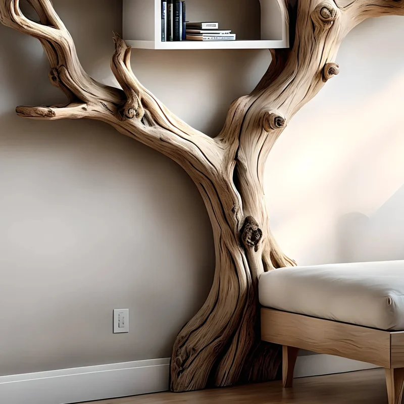 Tree-Shaped Bookcase – Wooden Wall Mounted Bookshelf for Home & Office Decor - Image 3