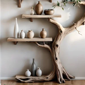 Rustic Wooden Tree Bookshelf – Living Room & Kids Room Decorative Bookcase