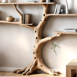 Driftwood Tree Bookshelf – Solid Wood Handmade Bookcase, Unique Rustic Decor Gift