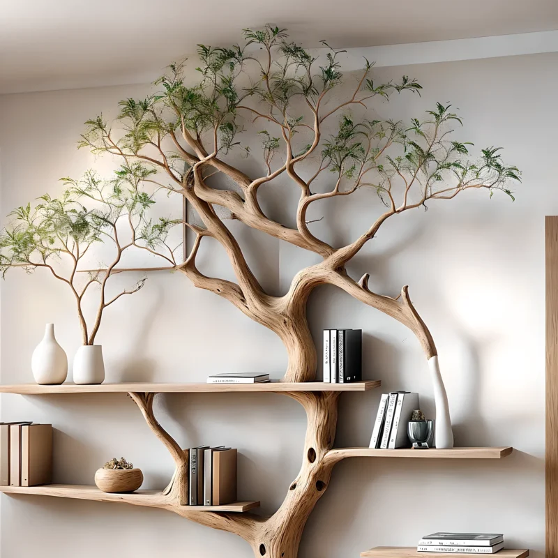Driftwood Tree Bookshelf – Solid Wood Handmade Bookcase, Unique Rustic Decor Gift - Image 3