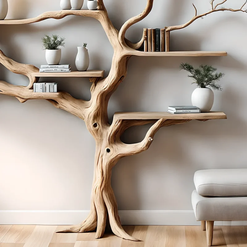Perennial Tree Bookshelf – Old Driftwood-Style Solid Wood Decorative Shelf (50+ Years Look) - Image 2