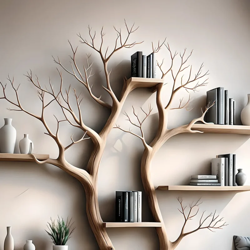 Two-Branch Tree Bookshelf – Perennial Wooden Bookshelf for Living Room Wall Decoration - Image 2