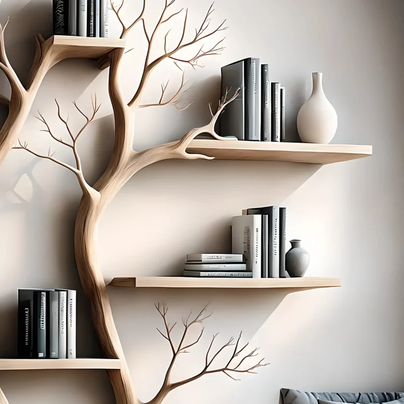 Two-Branch Tree Bookshelf – Perennial Wooden Bookshelf for Living Room Wall Decoration - Image 3